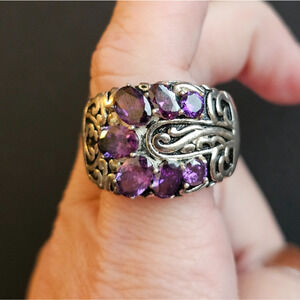 Bella Luce 5.91ctw Amethyst Simulant Rhodium Over Sterling Silver Ring SZ 11 3/4